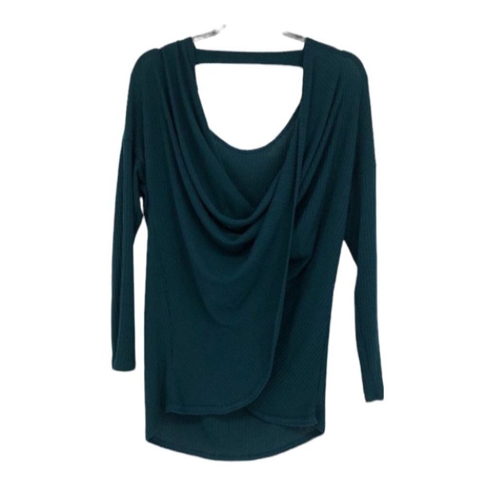 NWT Cherish teal  Back in the Game draped twist open back top small
